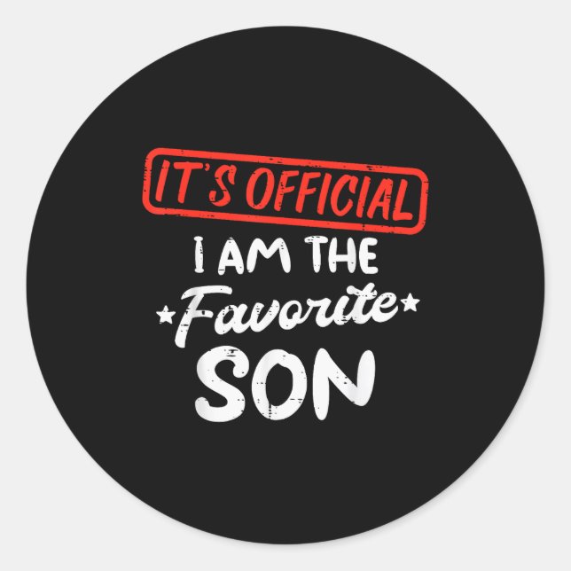 Sticker Rond Favorite Son Funny Family Men Boys Kids Youth Teen (Devant)