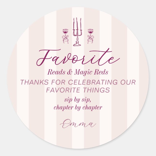 Sticker Rond Favorite Things Holiday Book & Wine Club Party (Devant)