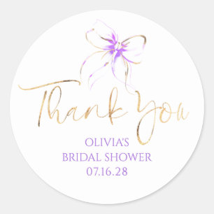 Sticker Rond Favors de nœud papillon violet chic Remerciement d