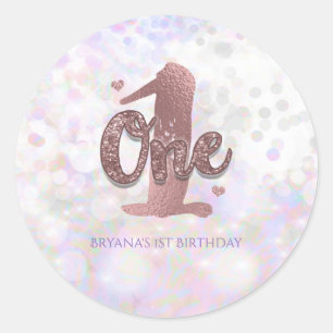 Sticker Rond Favour de fête d'anniversaire Iridescent Sparkle O