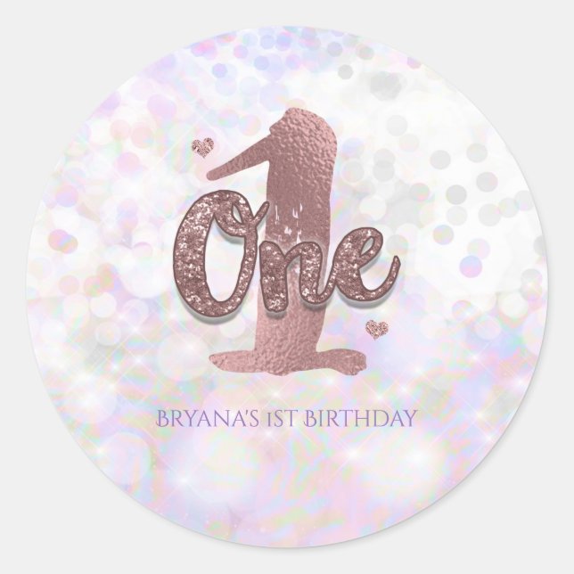 Sticker Rond Favour de fête d'anniversaire Iridescent Sparkle O (Devant)