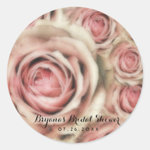 Sticker Rond Favour de fête de douche de mariée élégant avec de