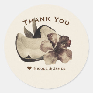 Sticker Rond Favour de fête vintage tropical coco et hibiscus