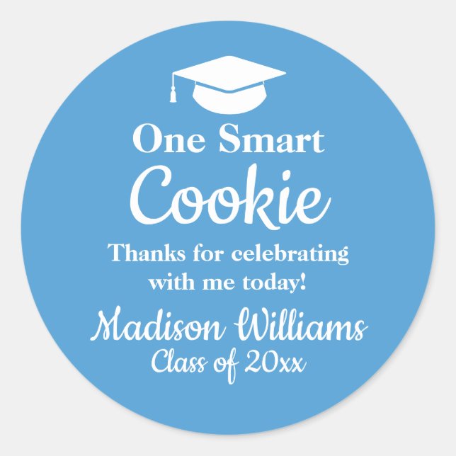 Sticker Rond Favour de remise de diplôme Un cookie intelligent  (Devant)