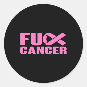 Sticker Rond Fck Cancer Pink Ribbon Sensibilisation au cancer d