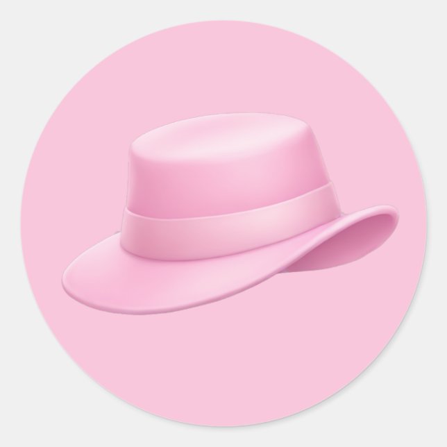 Sticker Rond Fedora rose Emoji - (Devant)