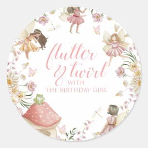 Sticker Rond Fée anniversaire de fleurs sauvages