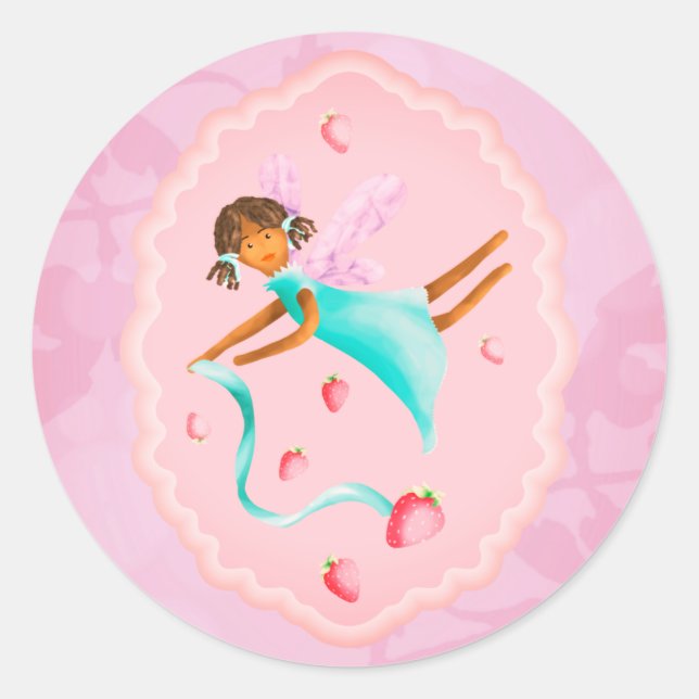 Sticker Rond Fée aux fraises (Devant)