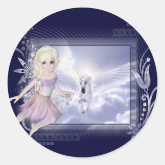 Sticker Rond Fée avec Unicorn D2 Designs