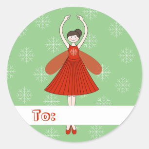 Sticker Rond Fée de Ballet illusima Noël Flocons de Neige Vert