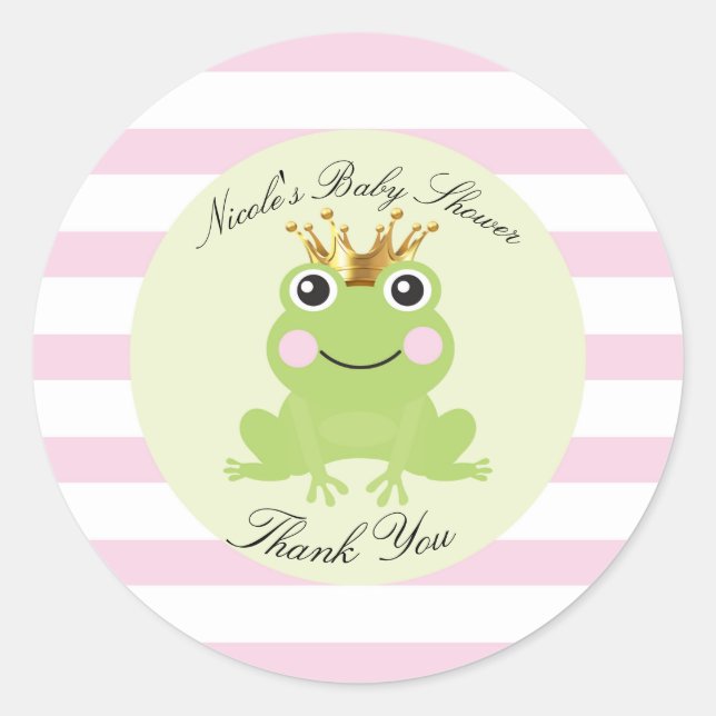 Sticker Rond Fée de conte de fées Prince Grenouille Baby Shower (Devant)