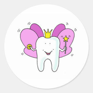 Sticker Rond Fée de dents Princesse Félicitations