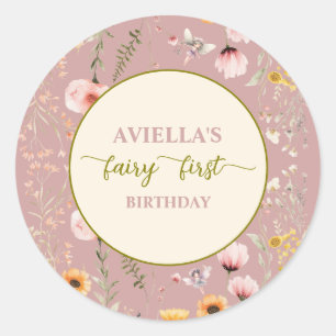 Sticker Rond Fée de fantaisie première fleur sauvage