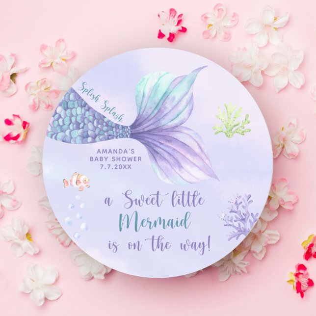 Sticker Rond Fée de la Mer Bébé Fille Shower (Créateur téléchargé)