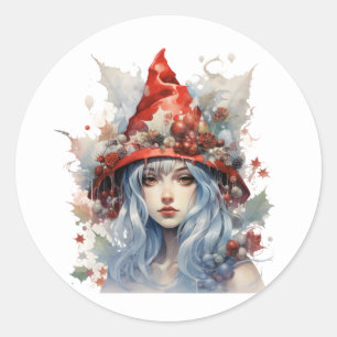 Sticker Rond Fée de Noël