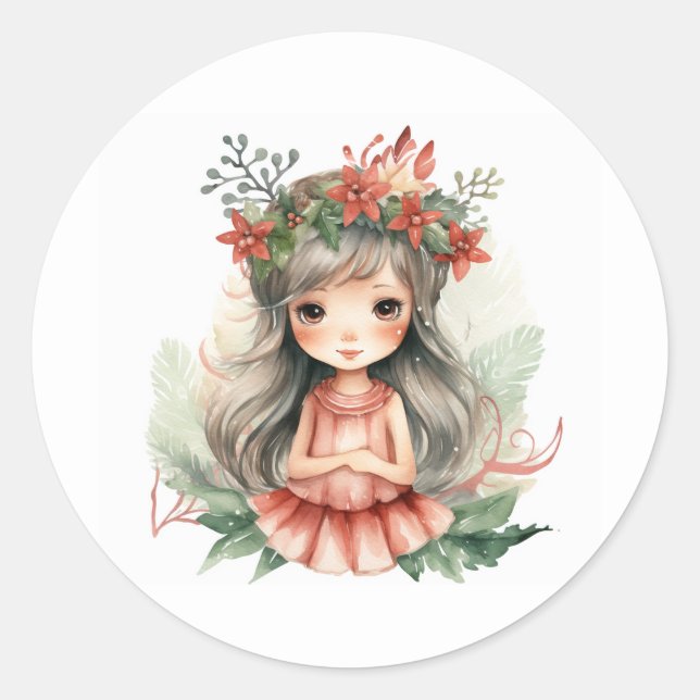 Sticker Rond Fée de Noël (Devant)