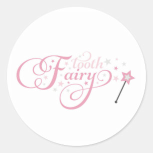 Sticker Rond Fée des dents rose
