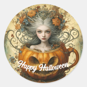 Sticker Rond Fée d'Halloween dans une Teup