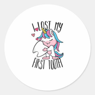 Sticker Rond Fée Drôle - Cute Unicorn J'Ai Perdu Mon Premier T