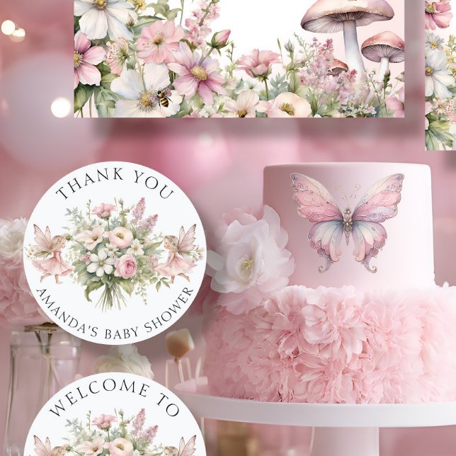 Sticker Rond Fée Enchantée Florale Remerciement Baby Shower Fil (Créateur téléchargé)