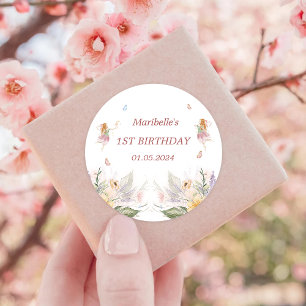 Sticker Rond Fée Floral Fille fête d'anniversaire