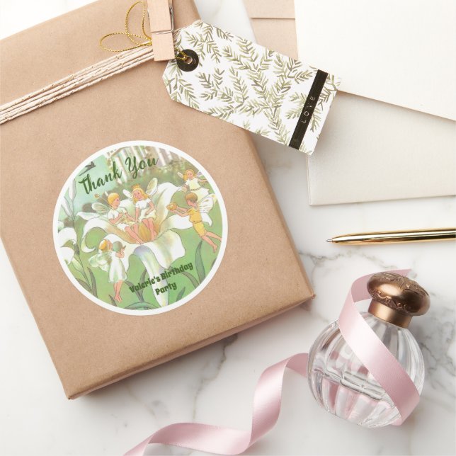 Sticker Rond Fée Floral Garden Enchanted Forest Girl Anniversai (Cadeaux)