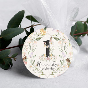 Sticker Rond Fée florale magique Anniversaire