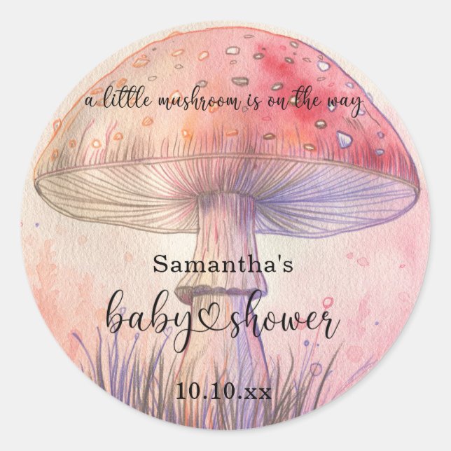 Sticker Rond Fée fly agaric shower de bébé (Devant)