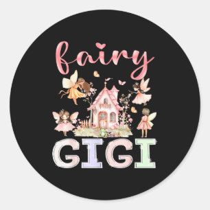 Sticker Rond Fée Gigi Floral Magique Anniversaire Drôle Fille F
