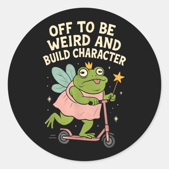 Sticker Rond Fée Grenouille pour être bizarre et construire le  (Devant)