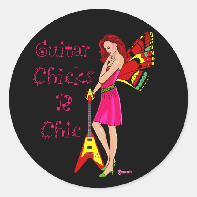 Sticker Rond Fée guitare (Devant)