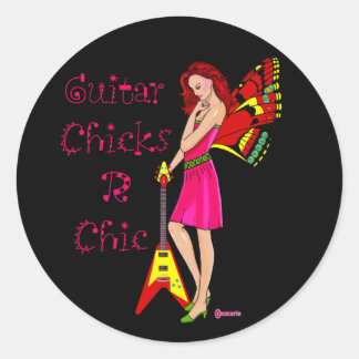 Sticker Rond Fée guitare