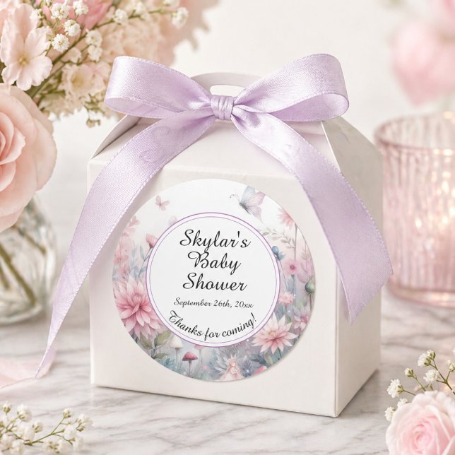 Sticker Rond Fée Jardin Baby Shower (Créateur téléchargé)
