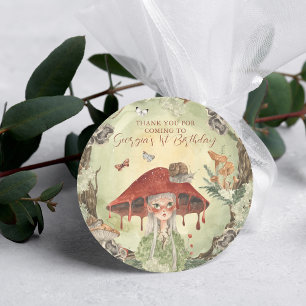 Sticker Rond Fée magique de la forêt d'automne   Anniversaire