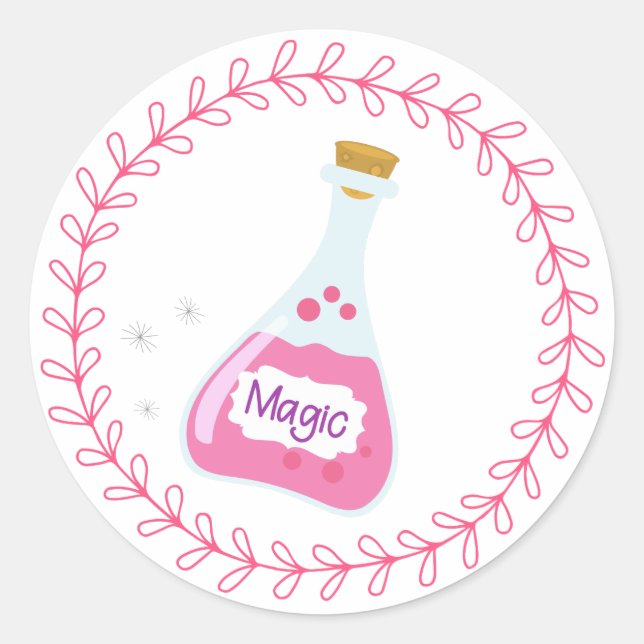 Sticker Rond Fée magique fête d'anniversaire de la fille | Poti (Devant)