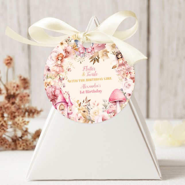 Sticker Rond Fée magique Jardin Floral Pixie 1er anniversaire (Créateur téléchargé)