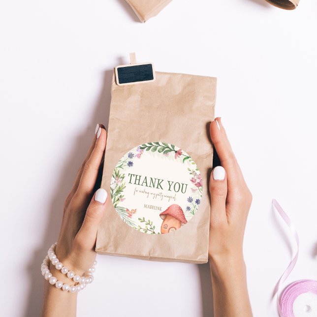 Sticker Rond Fée Merci Fée Enchanted Forest Party Favoriser (Créateur téléchargé)