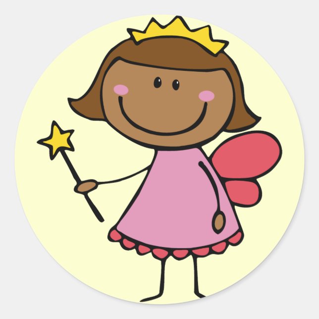 Sticker Rond Fée mignonne en robe rose (Devant)