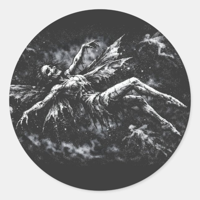 Sticker Rond Fée morte par BurnsInHell (Devant)