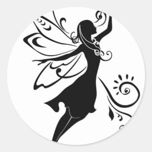 Sticker Rond Fée noire