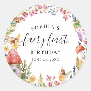 Sticker Rond Fée Premier Anniversaire 1er Anniversaire