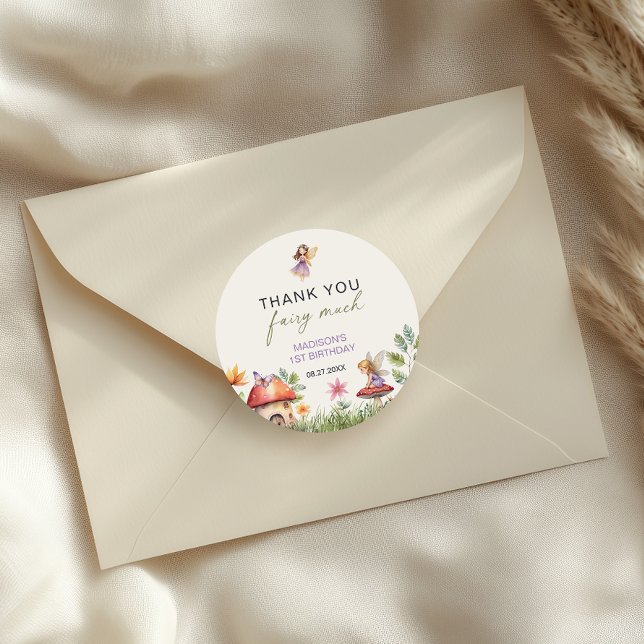 Sticker Rond Fée Premier Anniversaire Merci Fée Beaucoup (Créateur téléchargé)