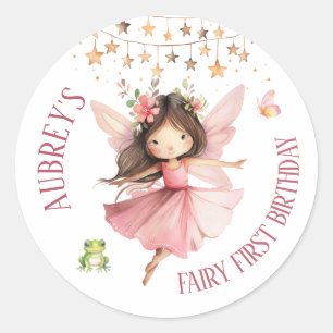 Sticker Rond Fée Whimsical Premier anniversaire
