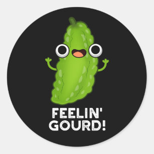 Sticker Rond Feed Gourd Funny Veggie Pun Dark BG