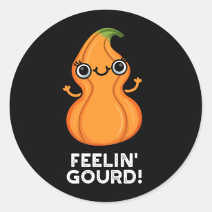 Sticker Rond Feelin Gourd Funny Veggie Pun Dark BG