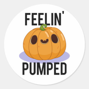 Sticker Rond Feelin Pumped Funny Citrouille Pun