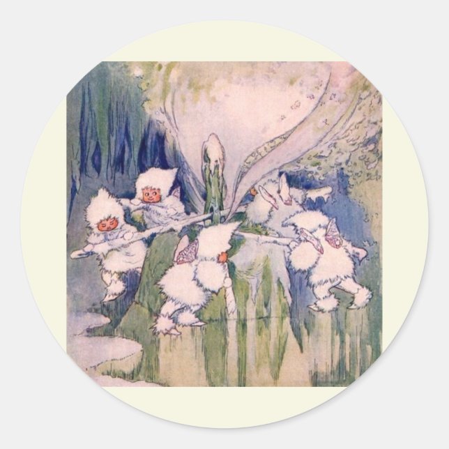 Sticker Rond Fées de la neige faisant de la neige (Devant)