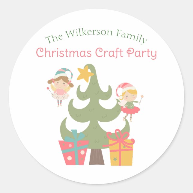 Sticker Rond Fées de Noël mignonnes (Devant)