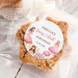 Sticker Rond Fées Fleurs Filles 1er Anniversaire