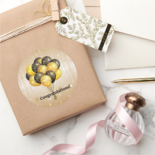 Sticker Rond Félicitation ! Ballons de fête.